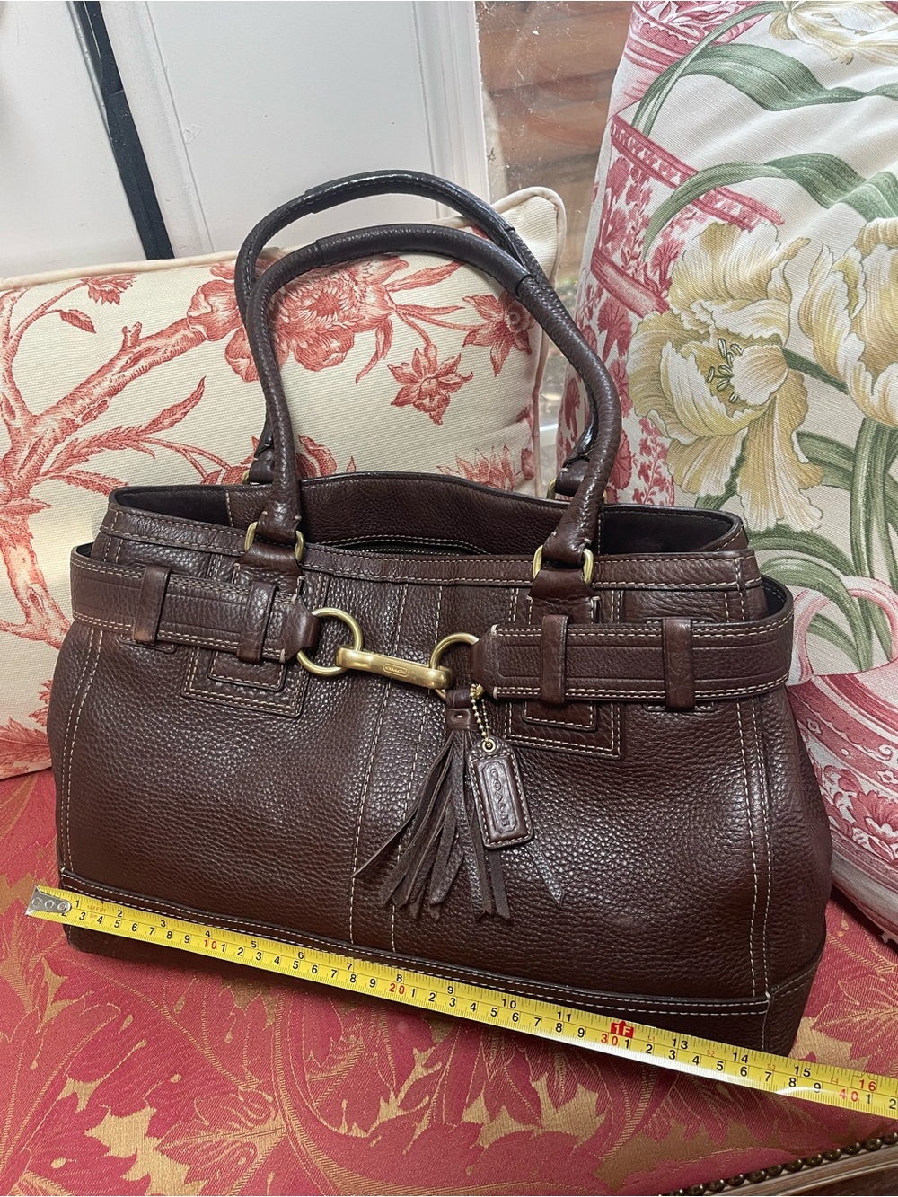 Coach Hamptons Brown Pebbled Leather Tote Bag